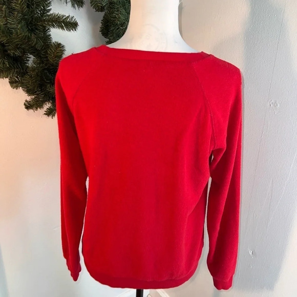 Xhiliration, XS, red Long sleeve crewneck sweatshirt  white glitter paint - Picture 2 of 8